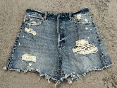 Pantalones Cortos Vaqueros Garage Para Mujer 27/05 De Colección Corte Azul Cintura Alta Envejecidos Foto 1 de 4