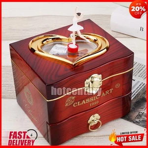Classic Rotating Dancer Piano Music Box Clockwork Jewelry Boxes (Burgundy) - Picture 1 of 6