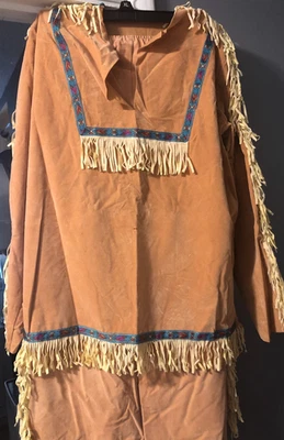 Disfraz indio infantil para niño/niña LG 10-12 bronceado con flecos. Foto 1 de 4