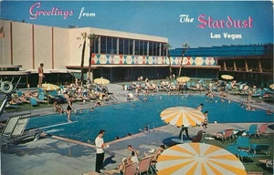 1950s The Las Vegas Stardust Hotel Big Dipper Swimming Pool Vtg Postcard - Picture 1 of 2