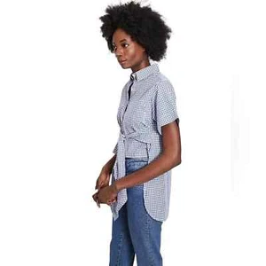 NWOT Toit Volant Marguette Shirt Sz XS Blue Gingham - Picture 1 of 13