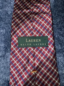 Corbata Lauren Ralph Lauren HOMBRE Roja Azul Cuadros Mano EE. UU. De Colección Trabajo Oficina - Imagen 1 de 12