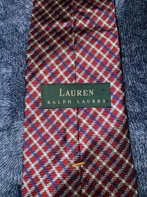 Corbata Lauren Ralph Lauren HOMBRE Roja Azul Cuadros Mano EE. UU. De Colección Trabajo Oficina Foto 1 de 4