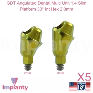 5x GDT Multiunità Dentale Angolata 1.4 Piattaforma Slim 30° Int Esagonale 2.0mm - Foto 1 di 7