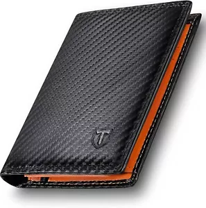 TEEHON Wallets RFID Blocking Carbon Fiber ,Leather for Men UK 12 Credit Card - Picture 1 of 7