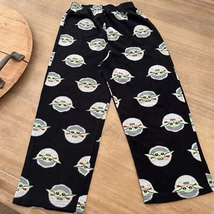 Star Wars Mandalorian Baby Yoda Sleep Pants PJs Youth Boys Black Size Large 10 - Picture 1 of 7