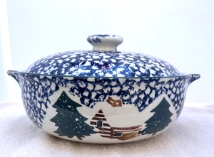 Casseruola Tienshan Folk Craft Cabina Nella Neve Inverno Natale Coperta 3 QT - Foto 1 di 8