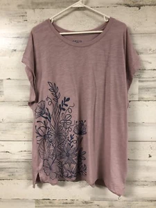 Orvis lila T-Shirt Top Blumen Pullover XL Relaxed Art To Wear Freizeit Sommer - Bild 1 von 7