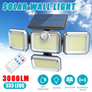 333 LED Solar Motion Sensor Light Outdoor Garden Wall Street Security Flood Lamp - Picture 1 of 10