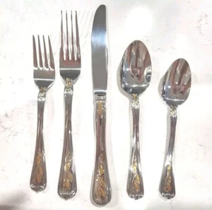 Lenox GOLDEN HOLIDAY Christmas Flatware 5 Piece Place Settings service for 4 - Picture 1 of 8