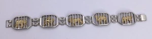 EXQUISITE CIRCUS OR ZOO EXOTIC ANIMALS STERLING / G.F. 1930s BRACELET (S948) - Picture 1 of 11
