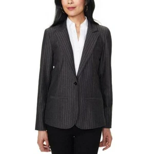 NYDJ Women's Single-Button Blazer, Dark Gray Pinstripe, Medium M - Picture 1 of 1