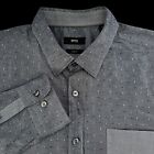 Hugo Boss Casual Dress Shirt Mens XL Slim Fit Ronni Gray Geometric Office