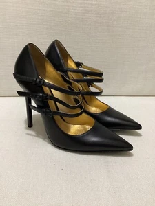 BOTTEGA VENETA Black Leather Mary Jane Strappy Point Toe Heels - Sz 39 - BNWOT - Picture 1 of 14