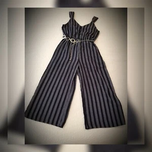 Mono Talla M Mediano Azul Marino Rayas Hasta el Tobillo Espalda Pajarita  - Imagen 1 de 11