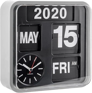 Karlsson Flip Calendar Wall Clock Silver Mini Flip Silver - New Other - Picture 1 of 19