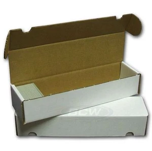 (2 Pack) 800 Count Size White Cardboard Trading Card Storage Boxes - Tab Closure - Picture 1 of 2