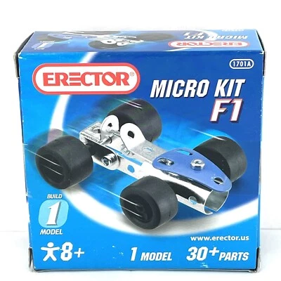ERECTOR MICRO KIT F1 Model 1701A 30+ Parts Age 8+ Kit Race Car - Image 1 of 4
