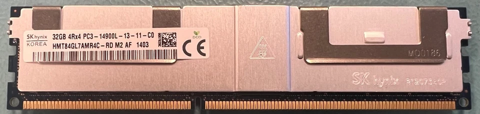 SK Hynix HMT84GL7AMR4C-RD 32GB DDR3-1866Mhz PC3-14900 LRDIMM Server Memory RAM - Image 1 of 1