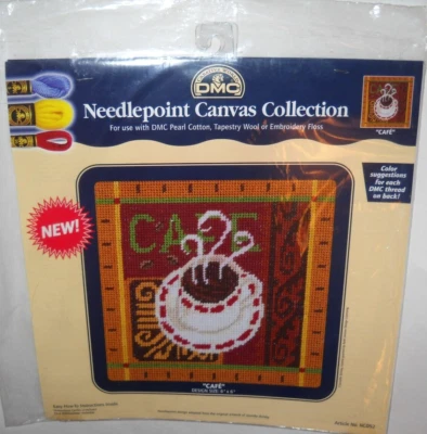 Pack of 3 DMC Needlepoint Canvas Collection CAFE Coffee Cup NC052 No Thread  NEW - Image 1 of 4