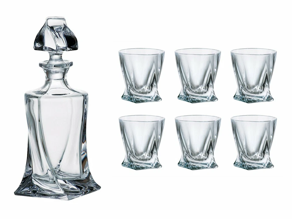 Bohemia Crystal Liquor/Vodka Set 17 Oz Decanter and 6 Shot Glasses