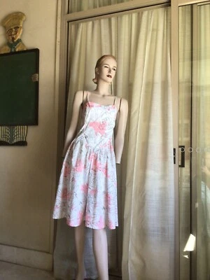 Vestido Tarde Primavera Años 80 De Colección Blanco Estampado Abstracto 12 Foto 1 de 4