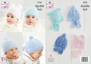 King Cole Baby DK Knitting Pattern - 5743 Baby Hats & Mittens - Picture 1 of 2
