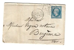 (LET065) LAC pour Bargème. Napoléon N°14 obl Draguignan après le départ - Picture 1 of 1