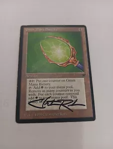 Green Mana Battery Legends Edition Signed By Christopher Rush Magic - Picture 1 of 2