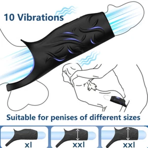 Vibrating Penis Sleeve Cock Ring Penis Extender Sex Stimulation Sex Toys for Men - Picture 1 of 11