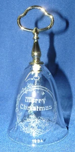 Fostoria 1984 Merry Christmas Bell - Goldtone Metal Handle - Picture 1 of 3