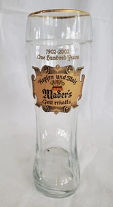 Vintage Maders Restaurant 100 Jahre Jubiläum 1902-2002 Bierglas Stiefel 0,5L - Bild 1 von 7