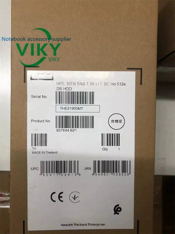 857644-B21 857965-001 HPE 10TB 12G SAS 7.2K LFF 3.5" SC MDL H512e HDD Hard Drive - Image 1 of 4