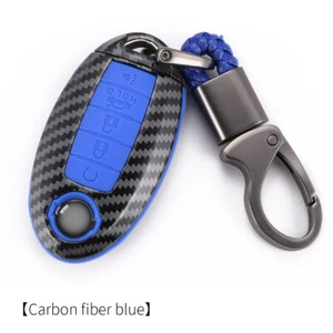 Blue Carbon Fiber for Nissan Rouge Murano Maxima 5 Buttons Key Fob Cover Case - Picture 1 of 5