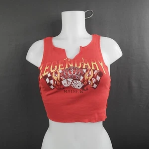 Forever 21 Baby Tee Small Orange Motercycle Cropped Retro Y2K Indie Edgy Grunge - Picture 1 of 11