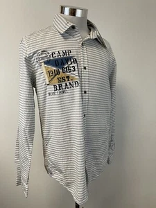 Camp David Shirt Mens Large Button Up Blue Striped Embroidered Long Sleeve A11 - Picture 1 of 10