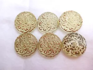 CABOCHON IN VETRO VASELINA CECA (6 PZ) (18mm) ORO 24K Hs CAB 020 - Foto 1 di 2