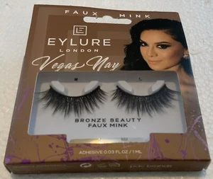 Eylure Vegas Nay Faux Mink Eyelashes Bronze Beauty Reusable 10 Wears W/Glue New - Picture 1 of 2