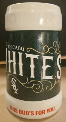 Chicago White Sox Cerámica Blanca y Verde Cerveza Stein/Taza Budweiser Día de San Patente Foto 1 de 4