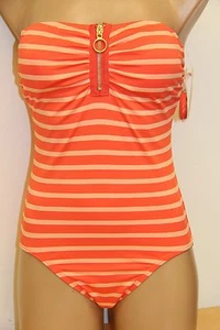 NWT Michael Kors Swimsuit 1 one piece  Sz 6 Hot Coral Strapless - Picture 1 of 6