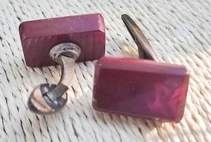 Cufflinks Antique Red Ruby Stone Garnet Color Men's SET OF 2 Cute Cufflinks - Picture 1 of 9