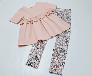Tahari Outfit M 7/8 Pink Shirt Animal Print Leggings f - Picture 1 of 6