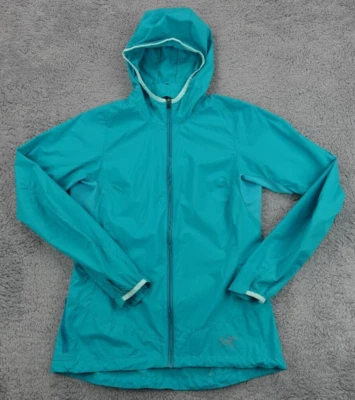 Arcteryx Jacket Womens Medium Blue Hooded Lightweight Hiking Full Zip Nylon Logo - Image 1 of 4