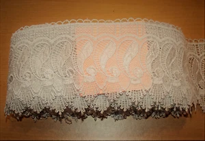 Abito da sposa in pizzo guipure ricamato avorio 8 cm ballo bordo velo - Foto 1 di 1