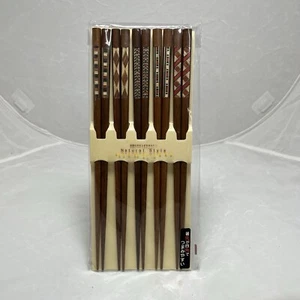 New Tanaka Hashiten Chopsticks Wakasa Nuri Persian 5 Pieces Natural Wood Japan - Picture 1 of 3