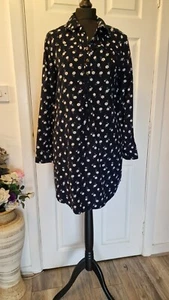 Brakeburn size 12 navy pin cord shirt dress with dipped hem - Picture 1 of 11