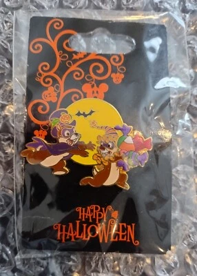 Prendedor Disney Chip and Dale Feliz Halloween 2009 Caramelo Calabaza Capa Máscara Foto 1 de 2