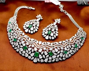 Luxus Cubic Zirkonia Rot und Grün Hochzeit Halskette Und Ohrring Set - Bild 1 von 12