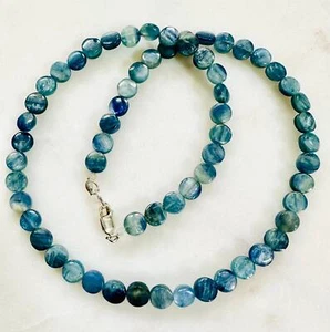 Kyanit Halskette, blaue Kyanit Halskette, 16,5 Zoll lang, Sterlingsilber Verschluss, - Bild 1 von 10