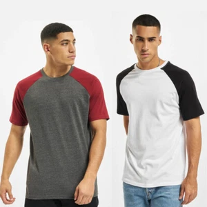 DEF Roy T-Shirt Oberteil Shirt 2-Tone Basic 100% Baumwolle Raglanärmel Rundhals - Picture 1 of 16